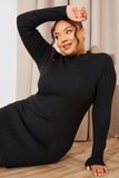 High Neck Variegated Rib Mini Dress