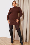 High Neck Variegated Rib Knit Mini Dress