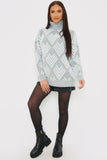 Roll Neck Pearl Detail Knit Jumper