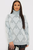 Roll Neck Pearl Detail Knit Jumper