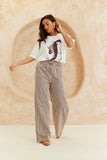 Stripe Elasticated Waist Wide Leg Trouser