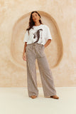 Stripe Elasticated Waist Wide Leg Trouser