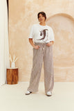 Stripe Elasticated Waist Wide Leg Trouser