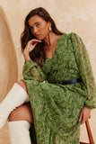 Paisley Tiered V Neck Midi Dress