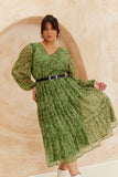 Paisley Tiered V Neck Midi Dress