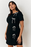 Short Sleeve Bow Mini Dress