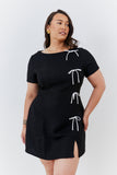 Short Sleeve Bow Mini Dress