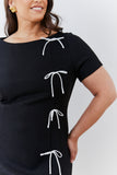 Short Sleeve Bow Mini Dress