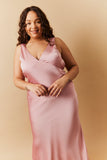 Rose Pink Satin Twist Back Maxi Dress