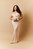 Light Gold Satin Twist Back Maxi Dress