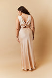Light Gold Satin Twist Back Maxi Dress