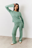 Fine Gauge Knit Round Neck Co-Ord Top