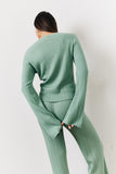 Fine Gauge Knit Round Neck Co-Ord Top