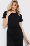 Ribbed Crew Neck Short Sleeve Bodysuit