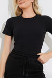 Ribbed Crew Neck Short Sleeve Bodysuit