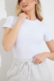 Ribbed Crew Neck Short Sleeve Bodysuit