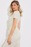 Ribbed Crew Neck Short Sleeve Bodysuit