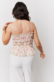 Printed Shirred Strappy Top