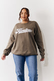 Embroidered Boston Slogan Crew Neck Sweater