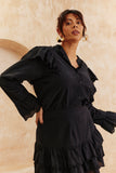 Frill Crochet Detail Blouse Co Ord
