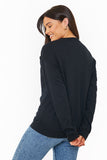 BLACK 'YES, AND?' PRINTED SWEATSHIRT