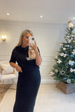 Black Short Sleeve Knitted Co-Ord Top