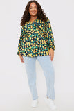 Lemon Print Tie Front Wrap Top
