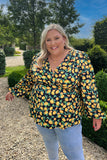 Lemon Print Tie Front Wrap Top