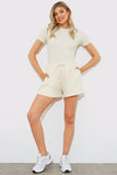 Ribbed Crew Neck Short Sleeve Bodysuit