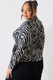 Zebra Print Wrap Front Shirt