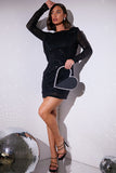 Sequin Draped Back Mini Dress