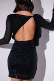 Sequin Draped Back Mini Dress