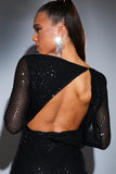 Sequin Draped Back Mini Dress