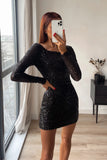 Sequin Draped Back Mini Dress