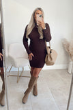 High Neck Variegated Rib Knit Mini Dress