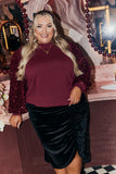 Burgundy Sequin Balloon Sleeve Knit Jumper